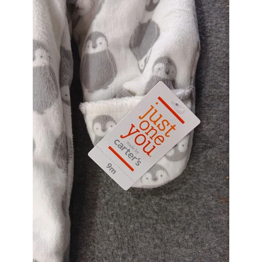 Carters Just One You Infant Unisex White Coverall Penguins Baby Bunting Pram 9M